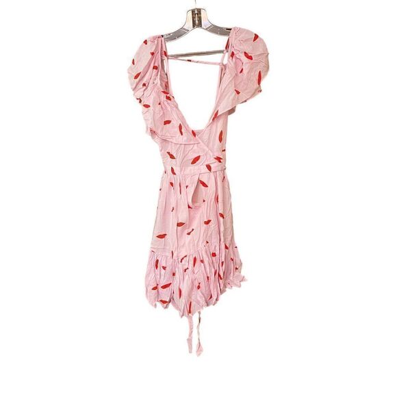 LPA Cold Shoulder Ruffle Wrap Dress Lips Size XS NWOT $188 (5-2) - Picture 3 of 7